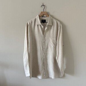 Rodd & Gunn 100% Linen Sports Fit Button Down Shirt in Light Tan Size 2XL